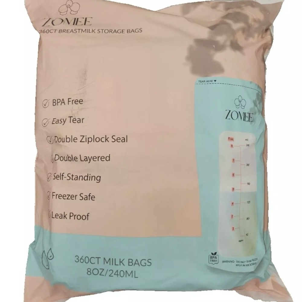 Zomee Breast Milk Storage Bags 360 CT 8OZ/240ML